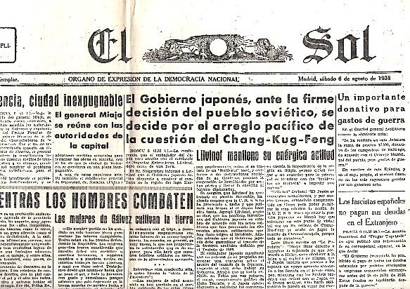 EL SOL. AO XXII. N. 6232. 6-AGOSTO-1938.