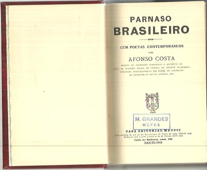 PARNASO BRASILEIRO. CEM POETAS CONTEMPORANEOS.