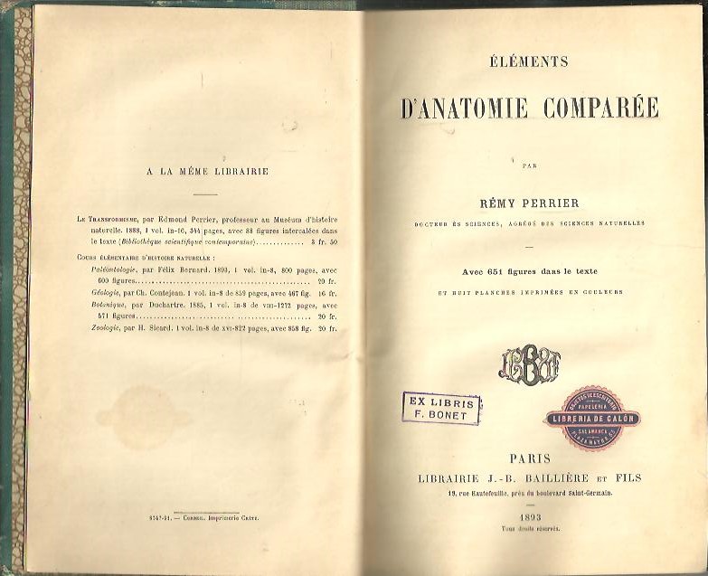 ELEMENTS D'ANATOMIE COMPAREE.
