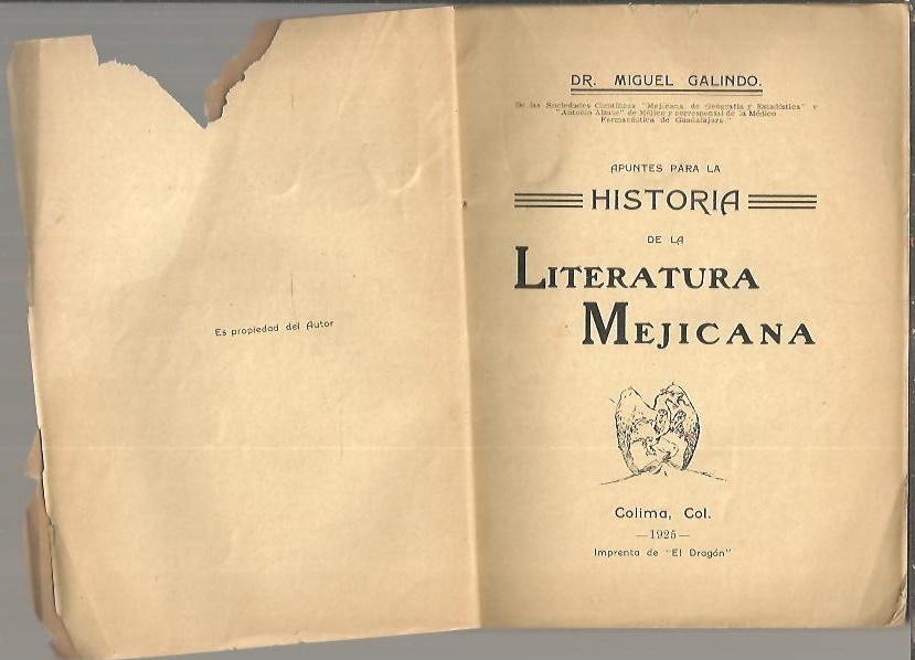 APUNTES PARA LA HISTORIA DE LA LITERATURA MEXICANA.