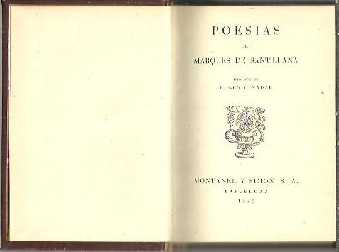 POESIAS DEL MARQUES DE SANTILLANA.