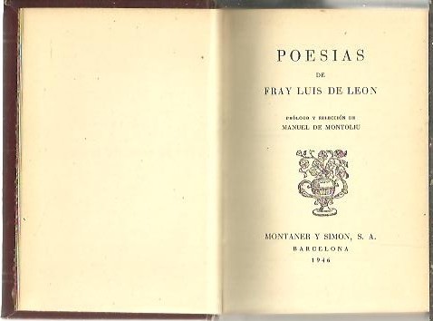 POESIAS DE FRAY LUIS DE LEON.