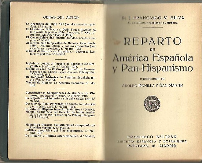 REPARTO DE AMERICA ESPAOLA Y PAN-HISPANISMO.