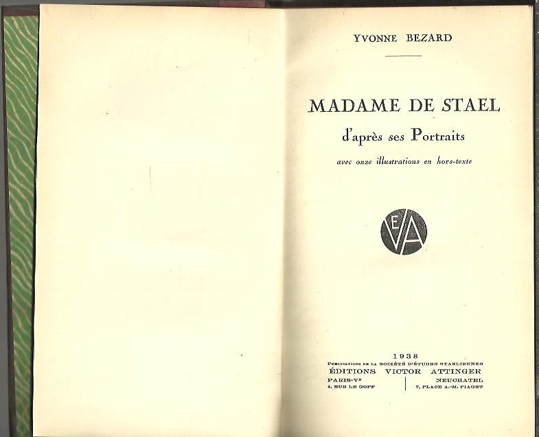 MADAME DE ESTAEL D'APRES SES PORTRAITS.