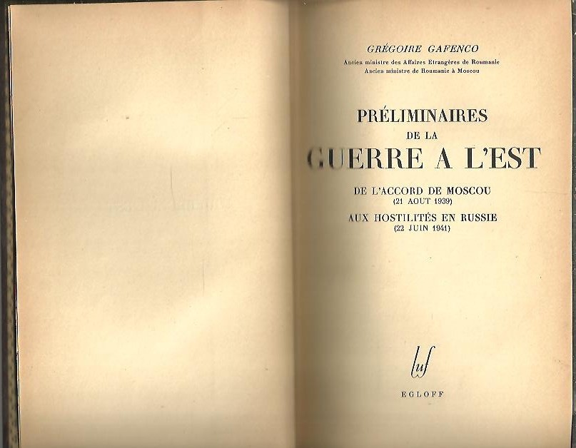 PRELIMINAIRES DE LA GUERRE A L'EST. DE L'ACCORD DE MOSCOU (21 AOUT 1939) AUX HOSTILITES EN RUSSIE (22 JUIN 1941).