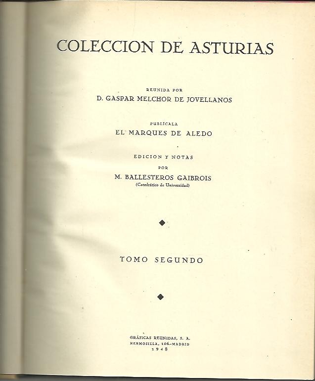 COLECCION DE ASTURIAS. TOMO II.