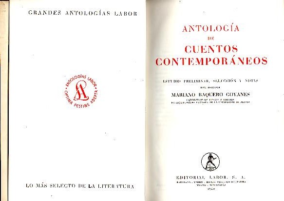 ANTOLOGIA DE CUENTOS CONTEMPORANEOS.