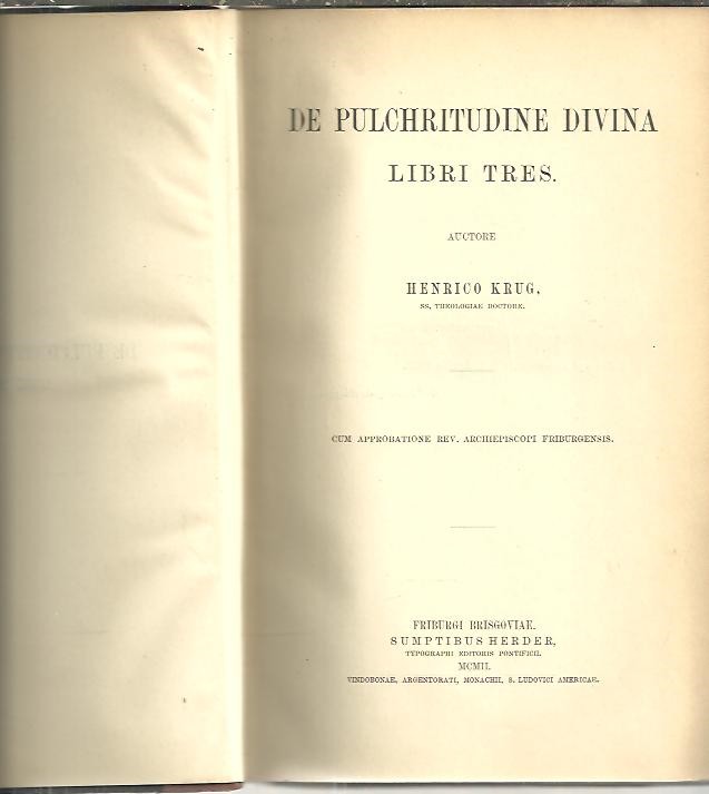 DE PULCHRITUDINE DIVINA. LIBRI TRES.