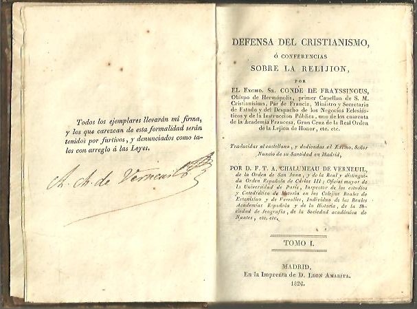 DEFENSA DEL CRISTIANISMO O CONFERENCIAS SOBRE LA RELIJION.