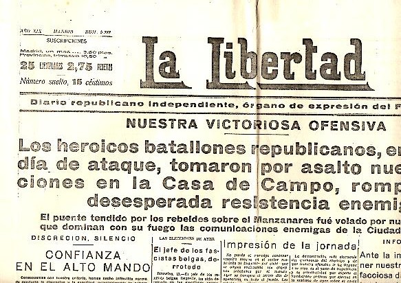 LA LIBERTAD. DIARIO REPUBLICANO INDEPENDIENTE, ORGANO DE EXPRESION DEL FRENTE POPULAR. AO XIX. N. 5322.12-ABRIL-1937.