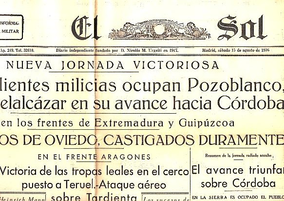 EL SOL. AO XX. N. 5923. 15-AGOSTO-1936.