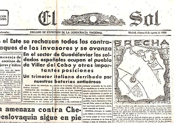EL SOL. AO XXII. N. 6231. 5-AGOSTO-1938.