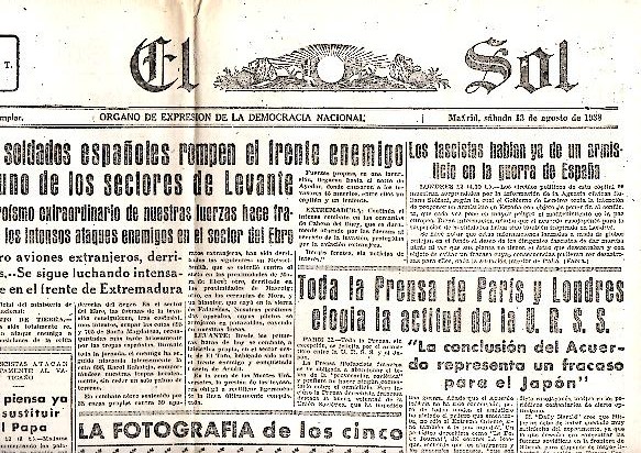 EL SOL. AO XXII. N. 6238. 13-AGOSTO-1938.