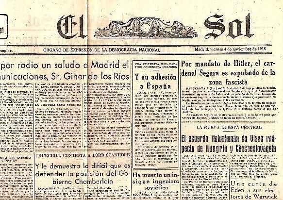 EL SOL. AO XXII. N. 6311. 4-NOVIEMBRE-1938.
