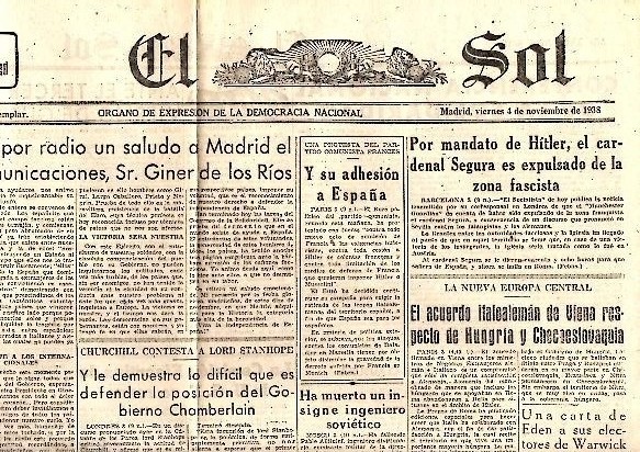 EL SOL. A�O XXII. N. 6311. 4-NOVIEMBRE-1938.