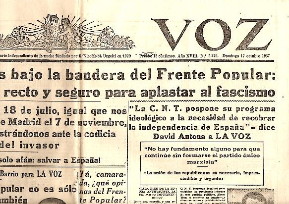 LA VOZ. AO XVIII. N. 5249. 17-OCTUBRE-1937.