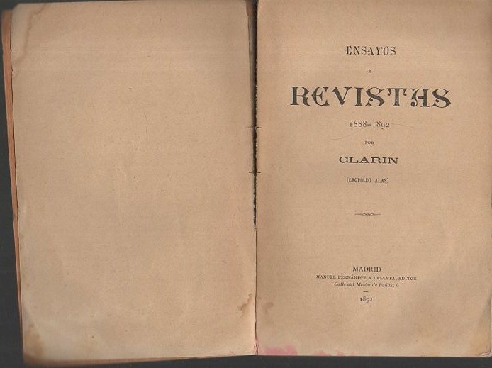 ENSAYOS Y REVISTAS. 1882 -1892.