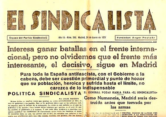 EL SINDICALISTA. ORGANO DEL PARTIDO SINDICALISTA. A�O III. N. 202. 24-ENERO-1937.