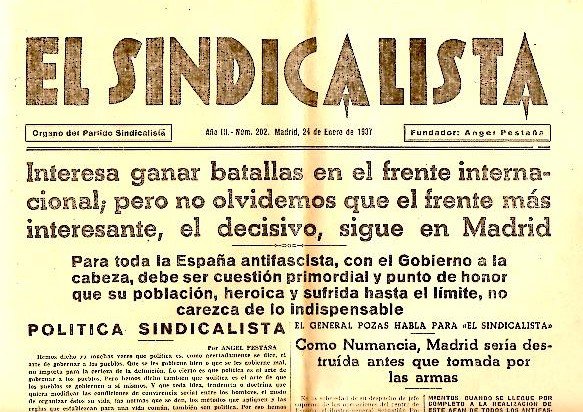 EL SINDICALISTA. ORGANO DEL PARTIDO SINDICALISTA. AO III. N. 202. 24-ENERO-1937.