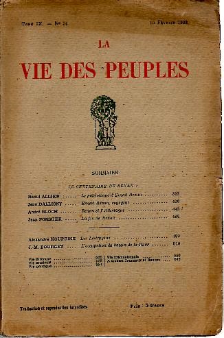 LA VIE DES PEUPLES. REVUE DE LA PENSEE ET DE L'ACTIVITE FRANAISES ET ETRANGERES. NUM. 34. 10-FEVRIER-1923.