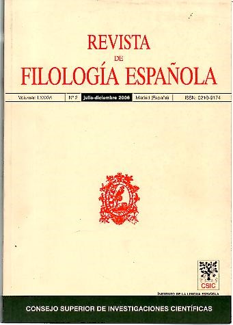 REVISTA DE FILOLOGIA ESPAOLA. VOLS. 86, 87, 88, 89, 90, 91.