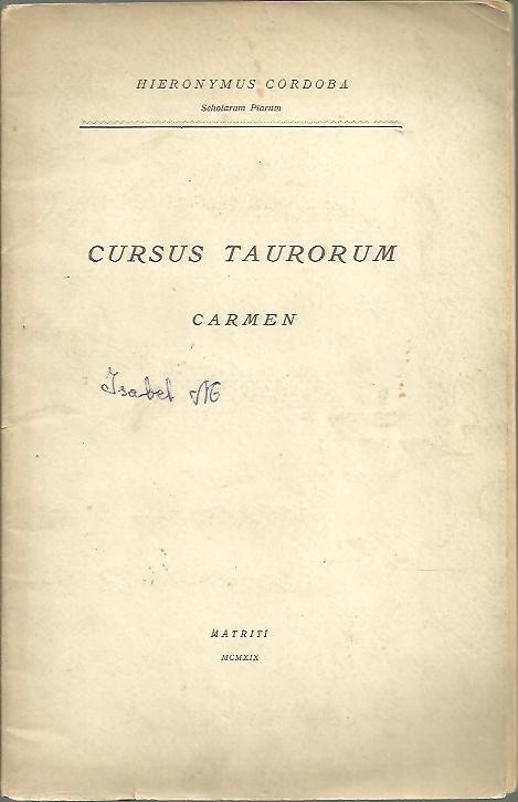 CURSUS TAURORUM. CARMEN.