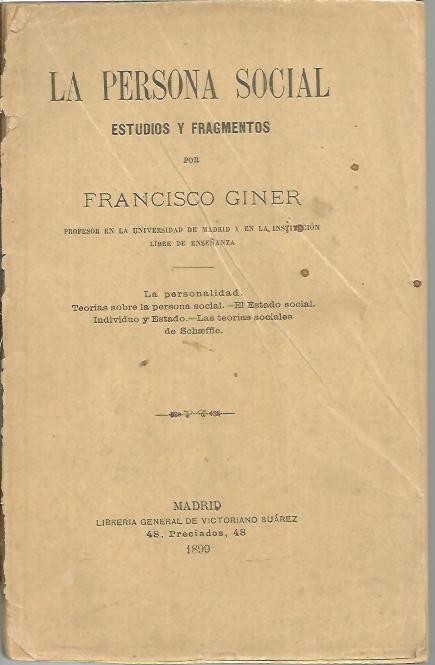 LA PERSONA SOCIAL. ESTUDIOS Y FRAGMENTOS.