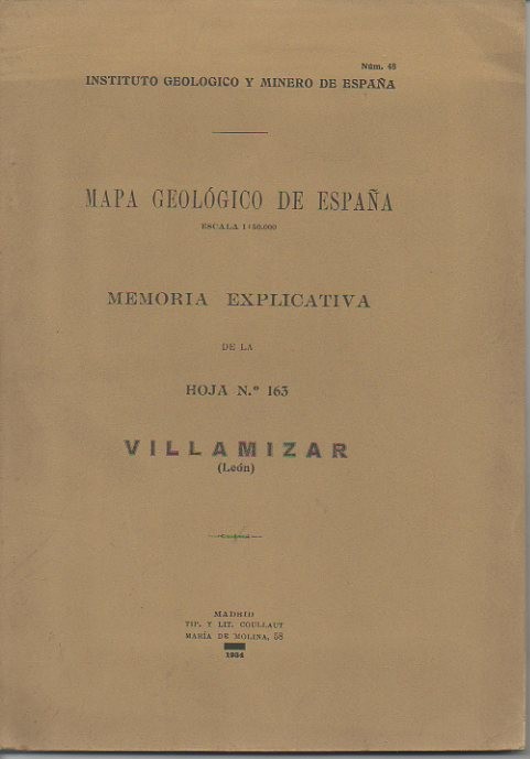 VILLAMIZAR (LEON). MAPA GEOLOGICO DE ESPAA. MEMORIA EXPLICATIVA DE LA HOJA N. 163.