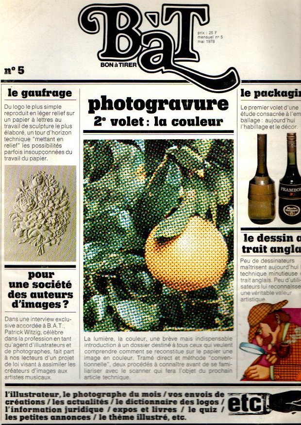 BAT. BON A TIRER. N. 5. MAI. 1978. PHOTOGRAVURE. 2A VOLET, LA COULEUR.