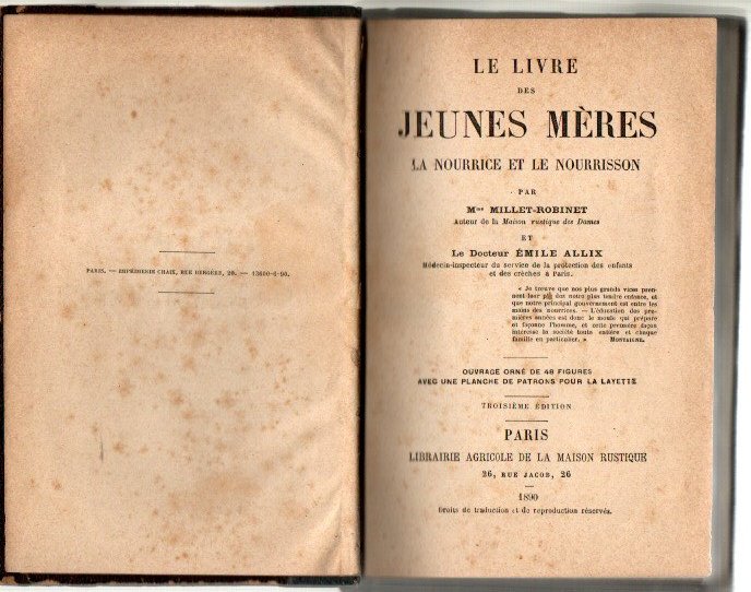 LE LIVRE DES JEUNES MERES. LA NOURRICE ET LE NOURRISSON.