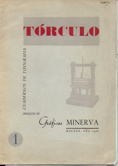 TORCULO. CUADERNOS DE TIPOGRAFIA. N. 1.